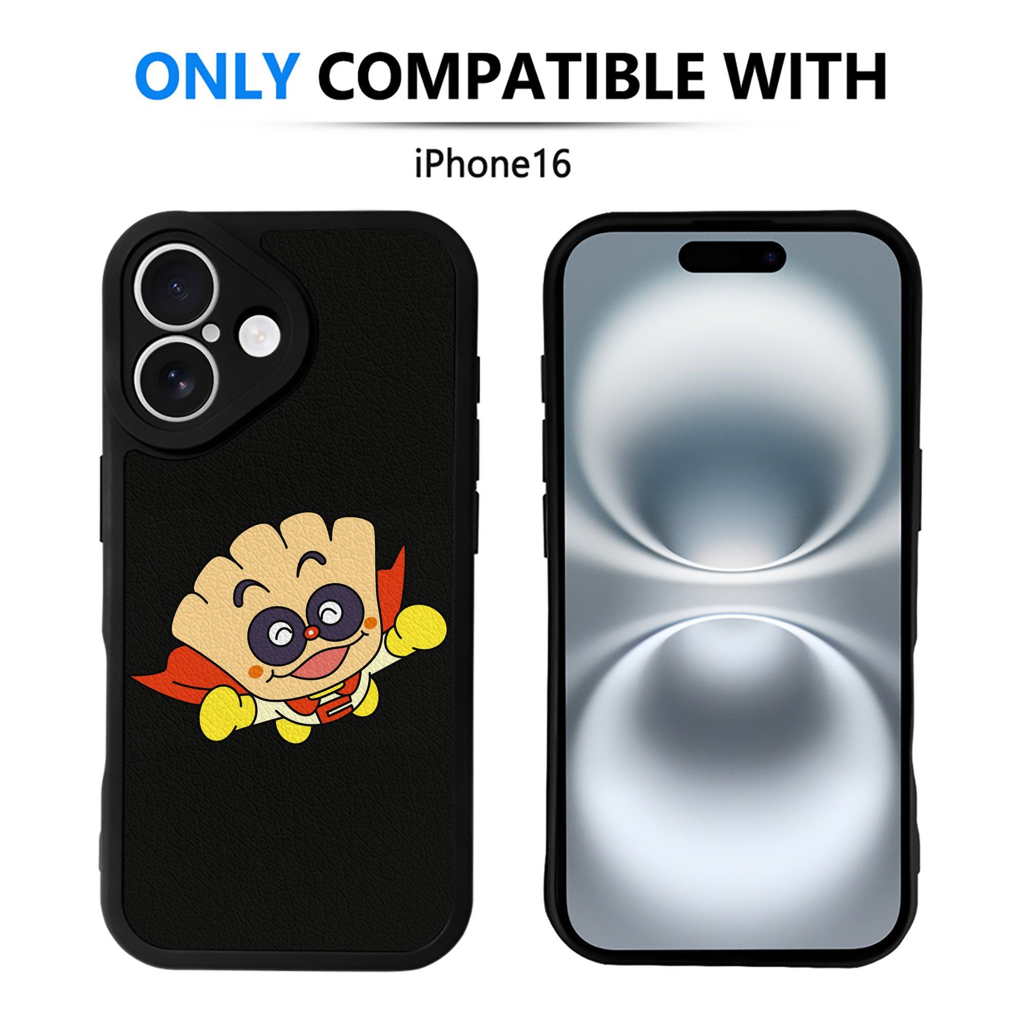 （画像用） アンパンマン Anpanman 【iPhone 16シリーズ対応】シリコンスマホケース（レザー調） 材質：シリコン